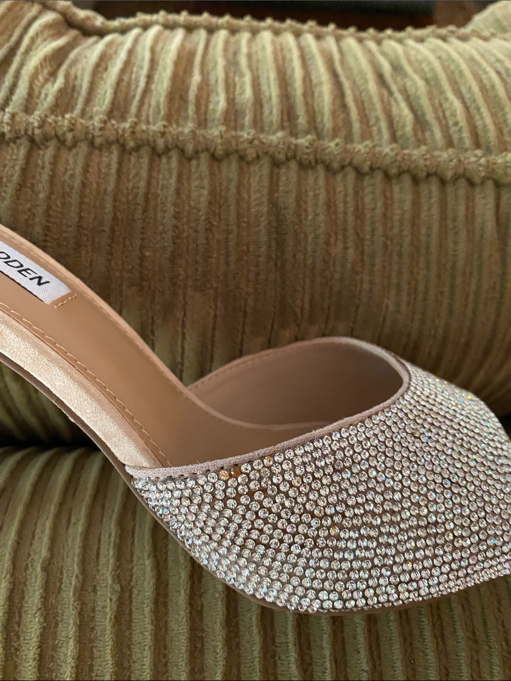 Steve Madden Nude Rhinestone Open-Toe Mule Heels - Picture 6 of 6